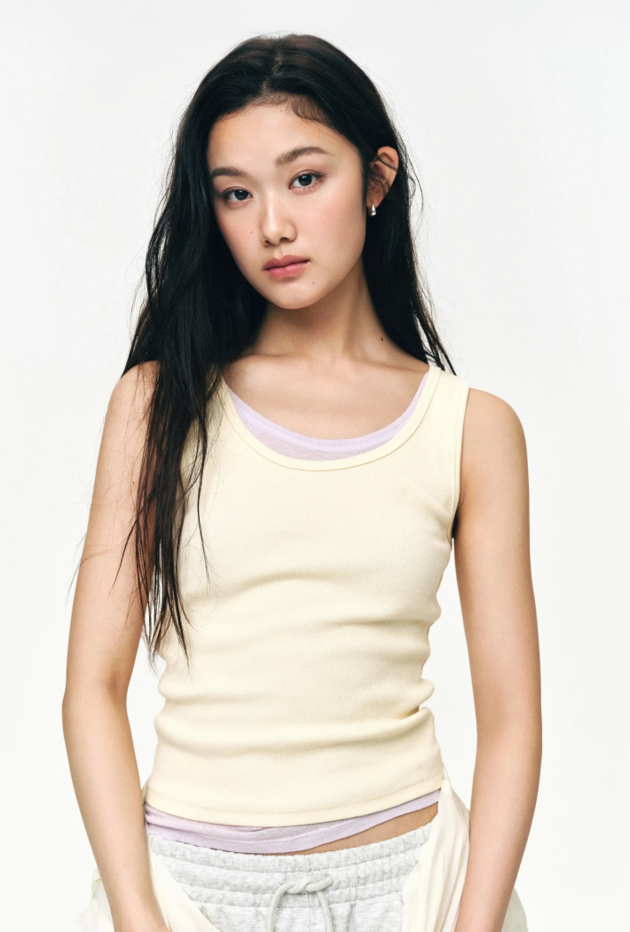 골지 민소매 티_SPRNG37G05